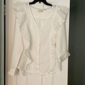 Maeve for Anthropologie white linen top
